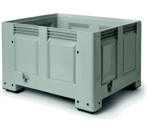 Solid container pallet with 2 skids