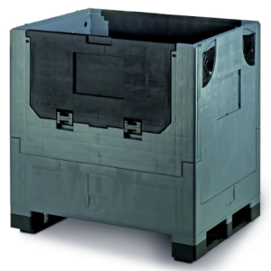 Contenedor plegable sólido con puertas y 2 patines 800x600x835