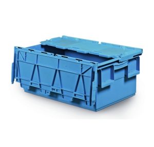 Stackable nestable box with integrated lid
