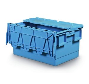 Stackable nestable box with integrated lid