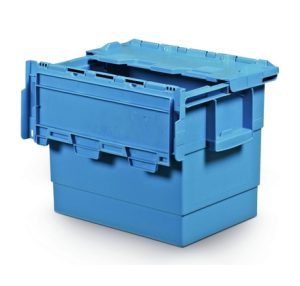 Stackable nestable box with integrated lid