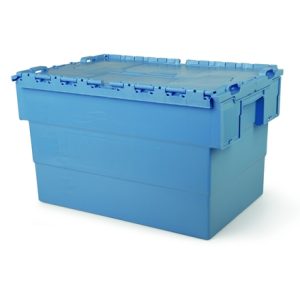 Stackable nestable box with integrated lid