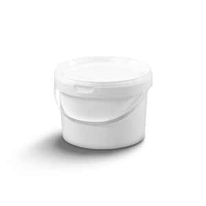 Seau cylindrique avec couvercle et poignée en plastique