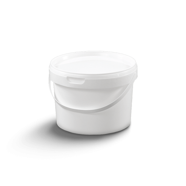 Seau cylindrique avec couvercle et poignée en plastique