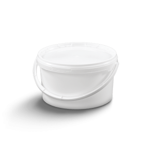 Seau cylindrique avec couvercle et poignée métal/plastique
