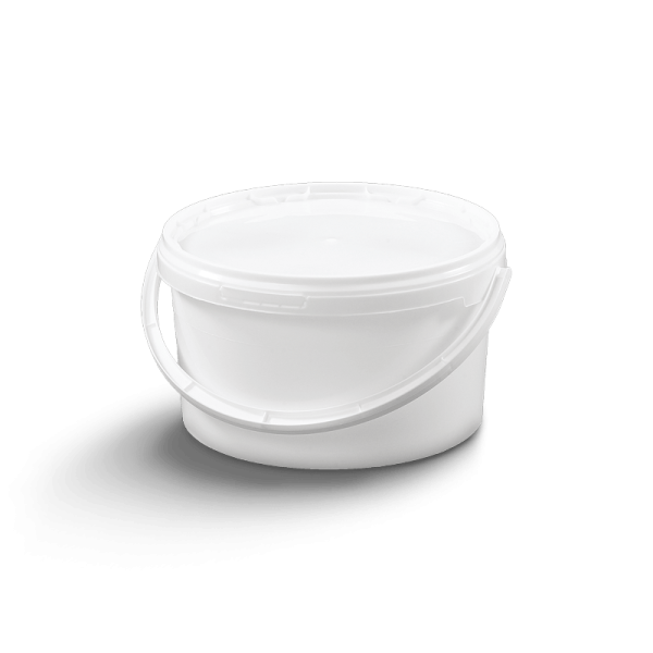 Seau cylindrique avec couvercle et poignée métal/plastique