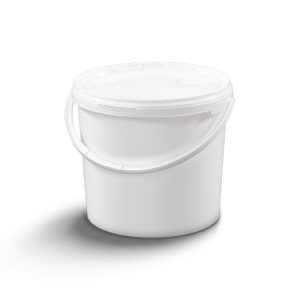 Seau cylindrique avec couvercle et poignée métal/plastique