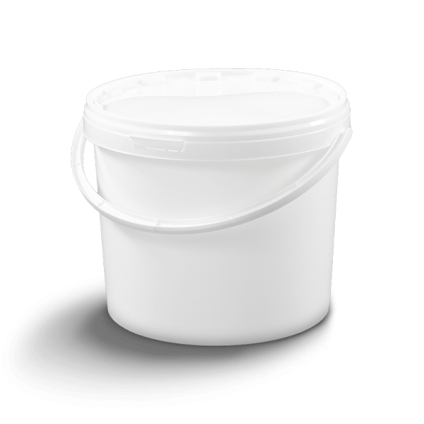 Seau cylindrique avec couvercle et poignée métal/plastique
