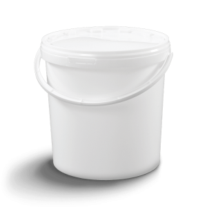Seau cylindrique avec couvercle et poignée métal/plastique