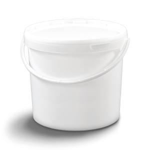 Seau cylindrique avec couvercle et poignée métal/plastique