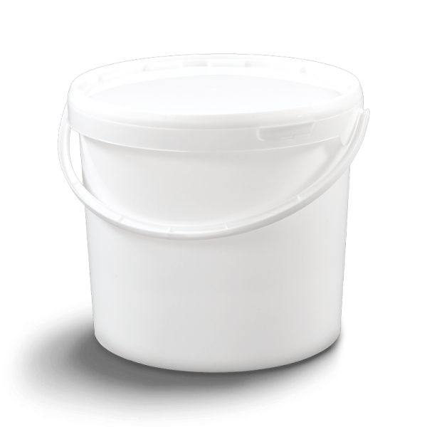 Seau cylindrique avec couvercle et poignée métal/plastique