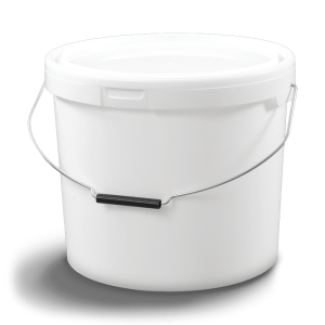 Seau cylindrique avec couvercle et poignée métal/plastique