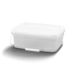 Cubo rectangular con tapa y asa de plástico/metálica 3.6 litros