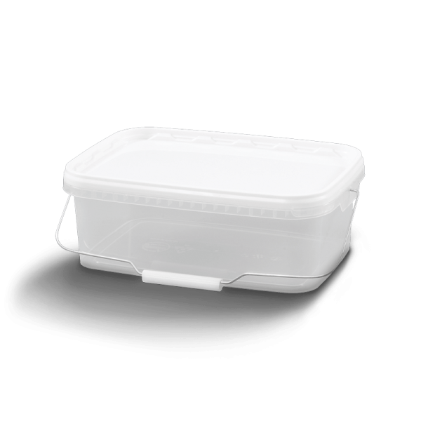 Cubo rectangular con tapa y asa de plástico/metálica 3.6 litros