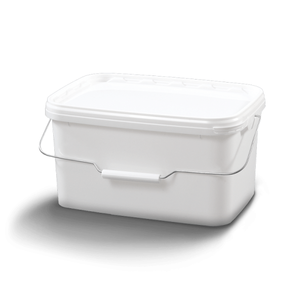 Cubo rectangular con tapa y asa de plástico/metálica 5.8 litros