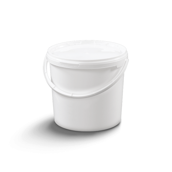 Seau cylindrique avec couvercle et poignée métal/plastique