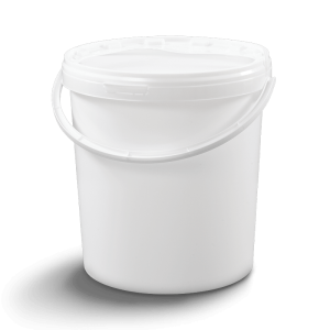 Seau cylindrique avec couvercle et poignée métal/plastique