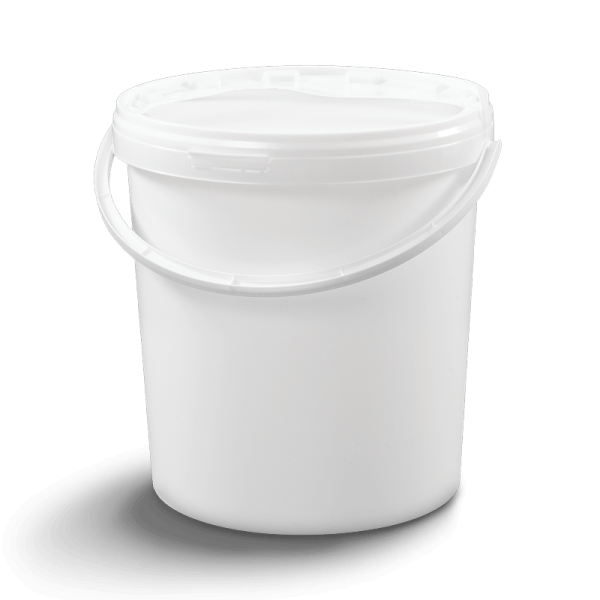 Seau cylindrique avec couvercle et poignée métal/plastique