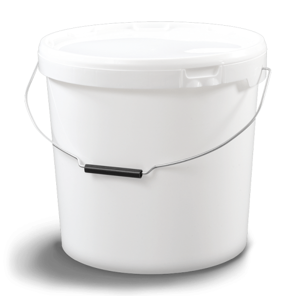 Seau cylindrique avec couvercle et poignée métal/plastique