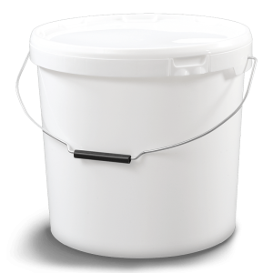 Seau cylindrique avec couvercle et poignée métal/plastique