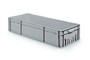 Solid euro container with integrated label holder