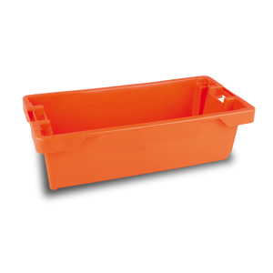 Stackable and nestable bucket with smooth walls and bottom and drainage