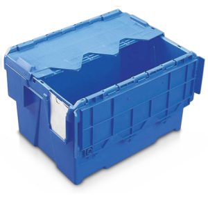 Stackable nestable box with integrated lid