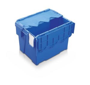 Stackable nestable box with integrated lid