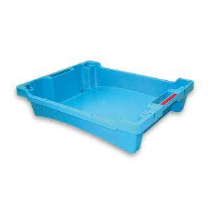 Stackable bucket with passing handles with overflow and drainage