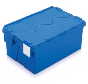 Stackable nestable box with integrated lid