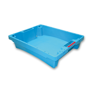 Stackable bucket with passing handles without overflow and with drainage