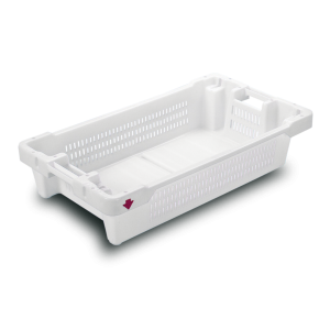 Stackable bucket with grooved walls and smooth bottom with drainage