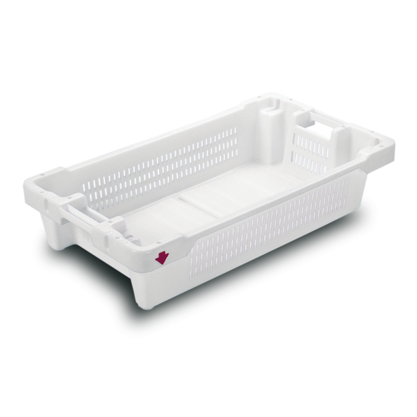 Stackable bucket with grooved walls and smooth bottom with drainage