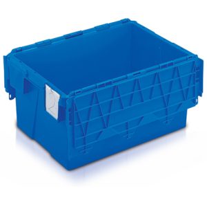 Stackable nestable box with integrated lid