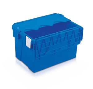 Stackable nestable box with integrated lid