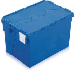Stackable nestable box with integrated lid