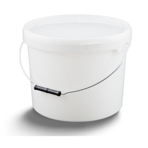 Seau cylindrique avec couvercle et poignée métal/plastique