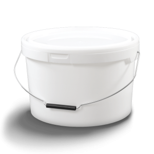 Seau cylindrique avec couvercle et poignée métal/plastique